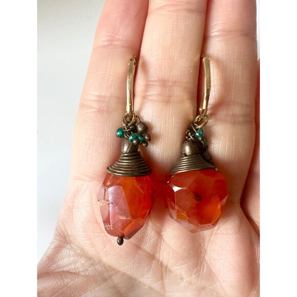 14k gold filled carnelian dangle Earrings - Picture 1 of 6